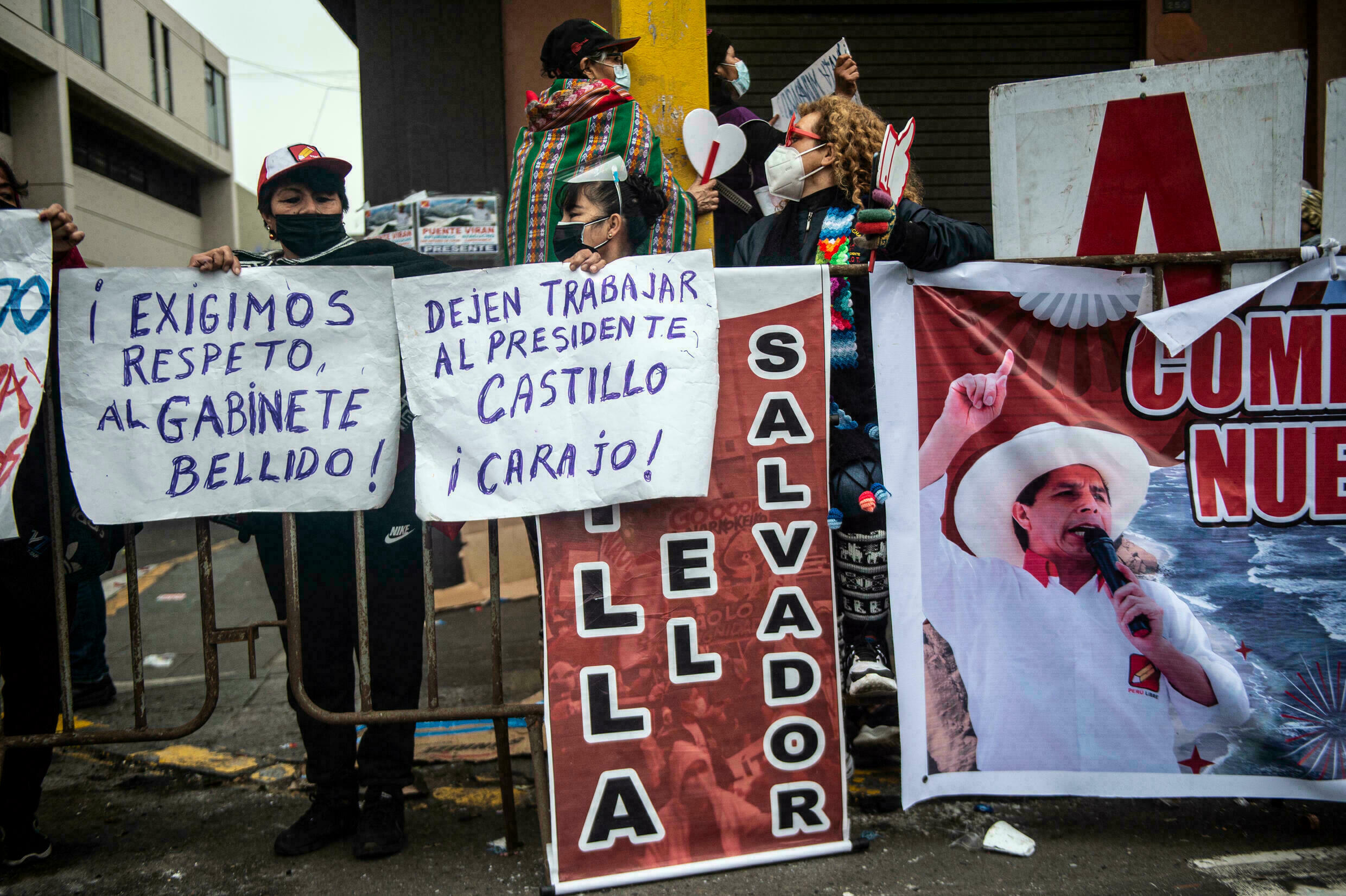 A demonstration in front of the Peruvian Congress in support of the Castillo government and his government, in Lima, on August 26, 2021