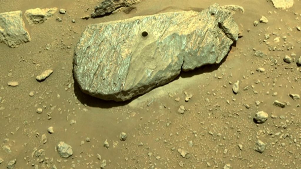 The first Martian stone collected by perseverance