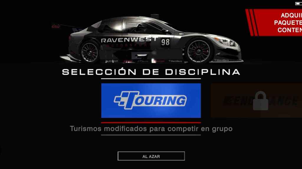 Choose a category in GRID Autosport