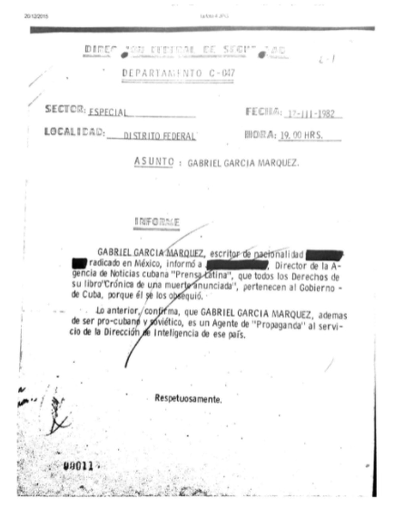 One of the files that records DNS espionage to García Márquez obtained by El País.