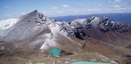 Three different colors in the lakes of Tongariro National Park