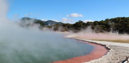 Champagne pool, geothermal and fountains operate in Waitopu