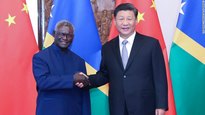 Chinese President Xi Jinping and his Solomon Islands President Manasseh Chowk 