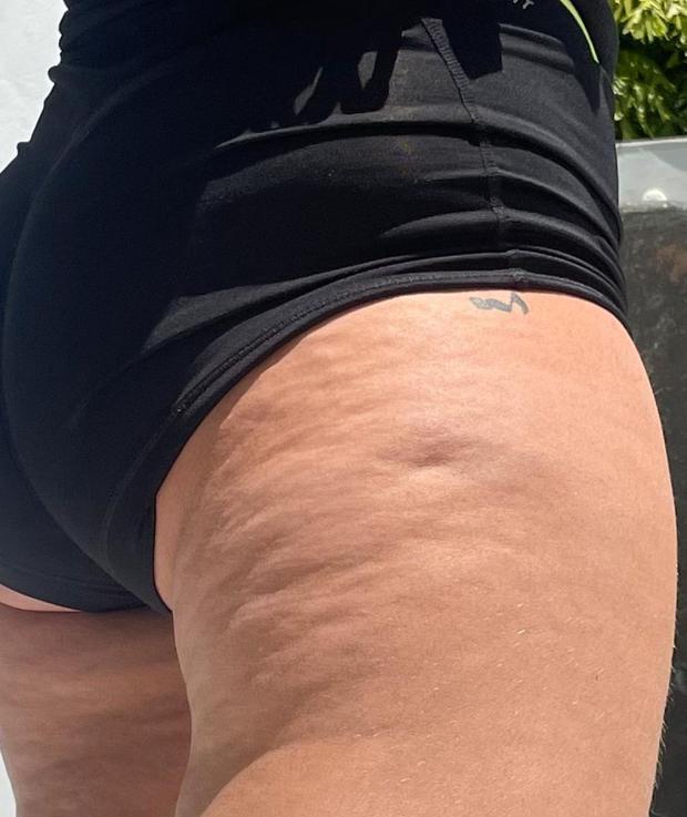 The Instagram star unabashedly showed off cellulite and stretch marks on her thigh (Image: Lele Pons/Instagram)