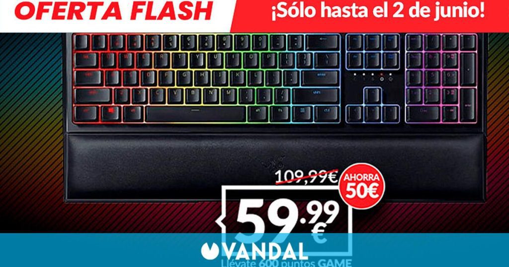 Get the Razer Ornata V2 semi-mechanical keyboard for €59.99 in the GAME Flash offer