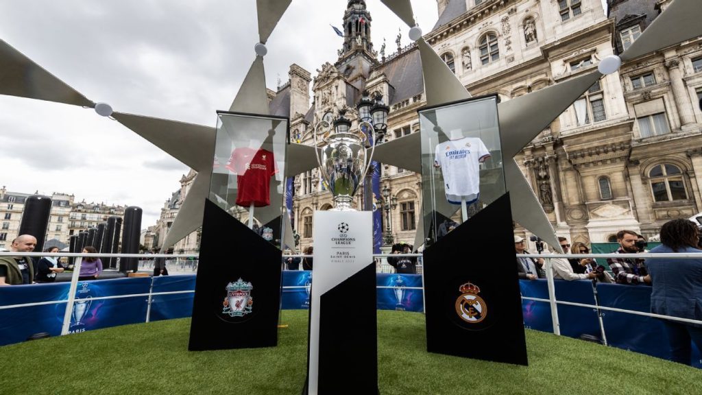 The Champions League trophy is already on display in Paris