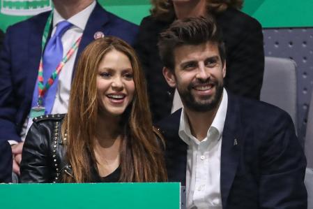 Singer Shakira and soccer player Gerard Pique during the 2019 Davis Cup Final at La Caja Magica on November 24, 2019 in Madrid, Spain.
