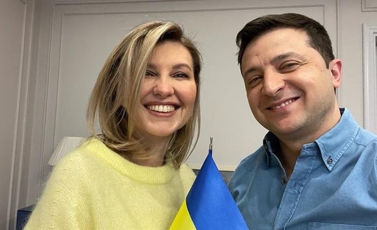 Olena Zelenska and Volodimir Zelenski, in a photo she shared on her Instagram.