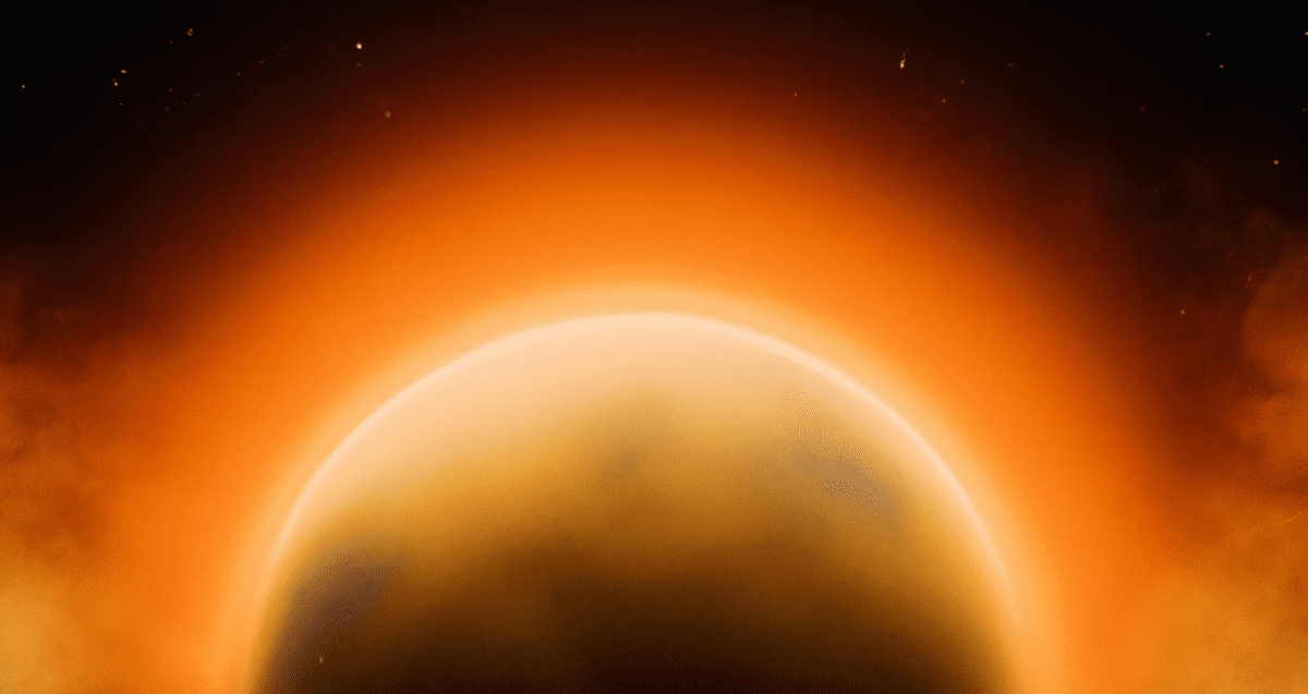 Digital recreation of a gaseous planet's atmosphere