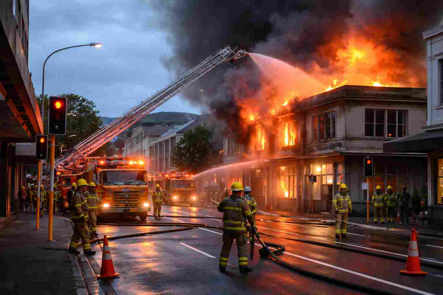 Dunedin building fire closes State Highway 1 as crews respond